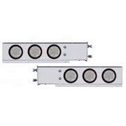 3-3/4" Bolt Pattern Deluxe SS Spring Loaded Bar W/6X 7 Red LED 4" Reflector Light -Clear Lens (Pair)