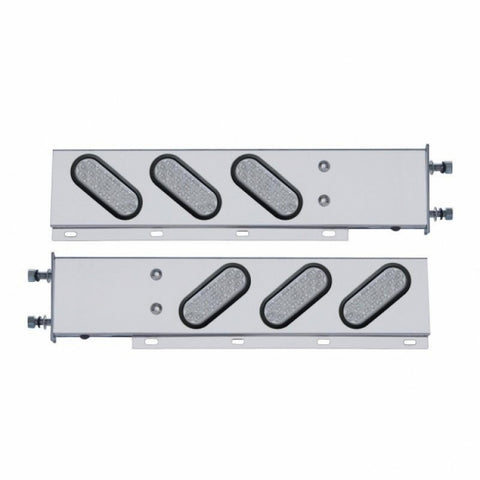3-3/4" Bolt Pattern SS Spring Loaded Bar With 6" Oval 19 LED Lights -Red LED/Clear Lens (Pair)