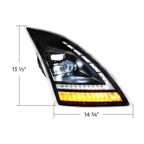 Blackout Full LED Headlight  With Switchable Sequential Turn Signal. 2018-2024 Volvo VNL-Passenger