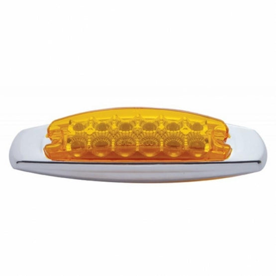 12 LED Reflector Rectangular Light With Bezel (Clearance/Marker) - Amber LED/Amber Lens
