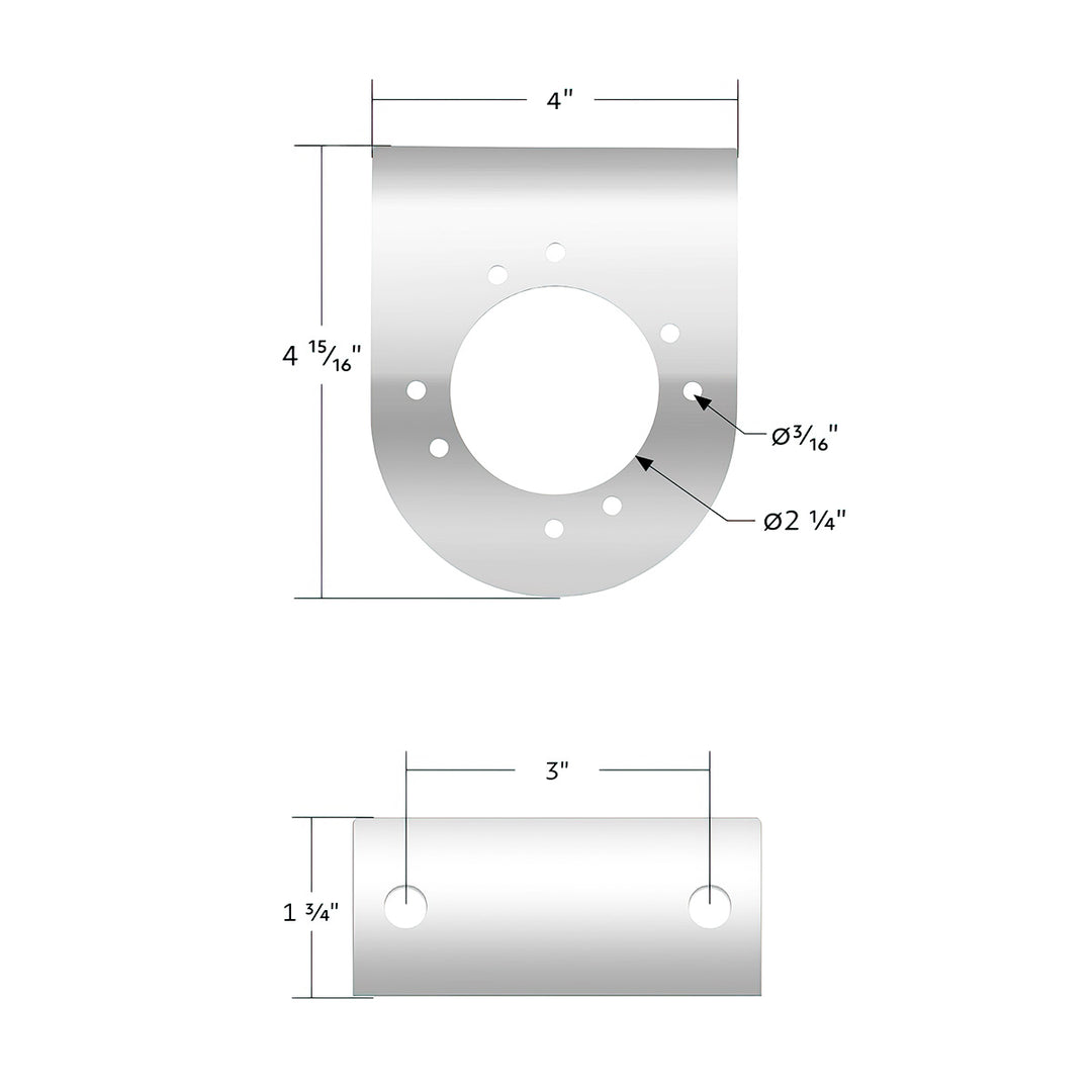 304 Stainless Steel Light Bracket For Single 3" Light United Pacific 20461