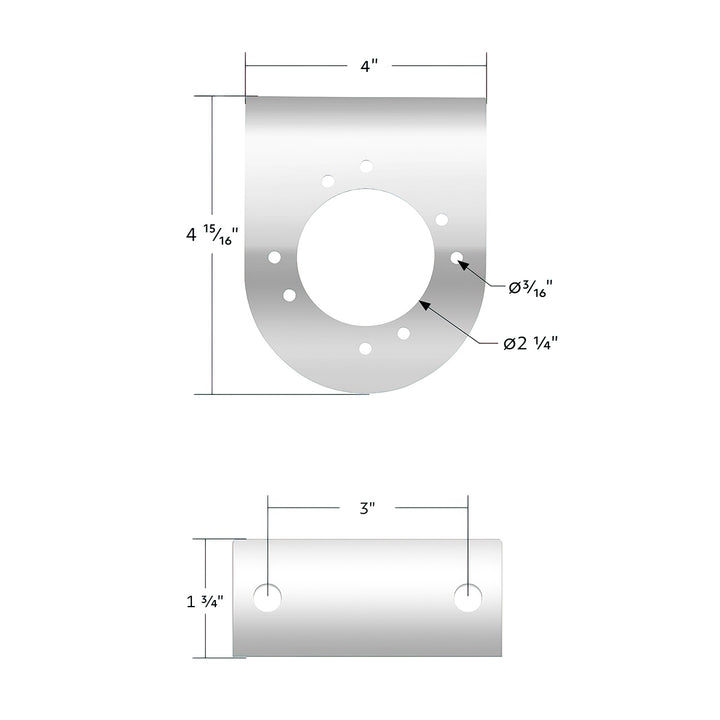 304 Stainless Steel Light Bracket For Single 3" Light United Pacific 20461