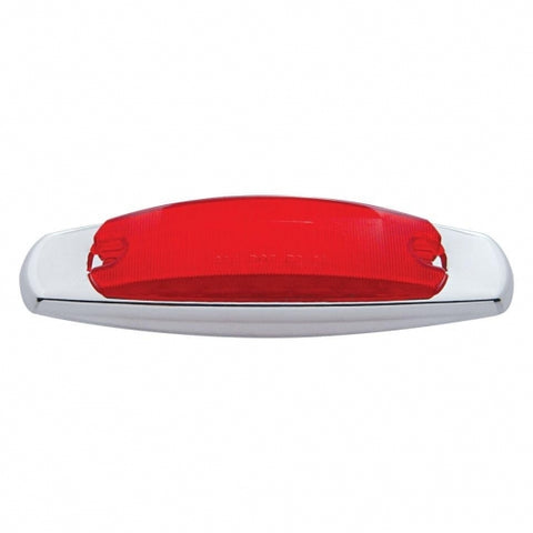 12 LED Rectangular Light (Clearance/Marker) With Chrome Bezel - Red LED/Red Lens