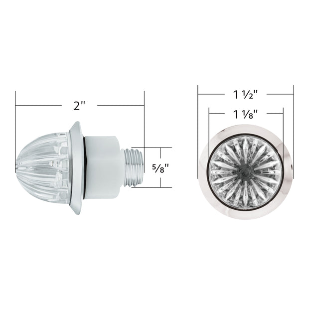 2 LED Dual Function 3/4" Mini Watermelon Light (Clearance/Marker) - Red LED/Clear Lens