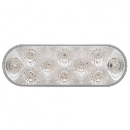 10 LED 6" Oval Light (Stop, Turn &amp; Tail) - Red LED/Clear Lens