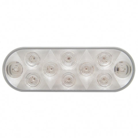 10 LED 6" Oval Light (Stop, Turn & Tail) - Red LED/Clear Lens