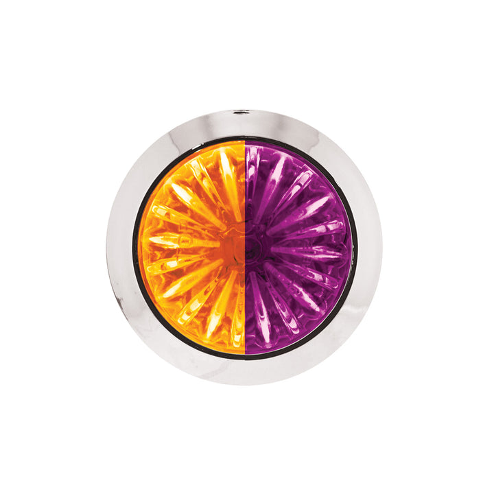 4 LED 3/4" Mini Watermelon Double Fury Light With Clear Lens (Clearance/Marker) - Amber &amp; Purple LED