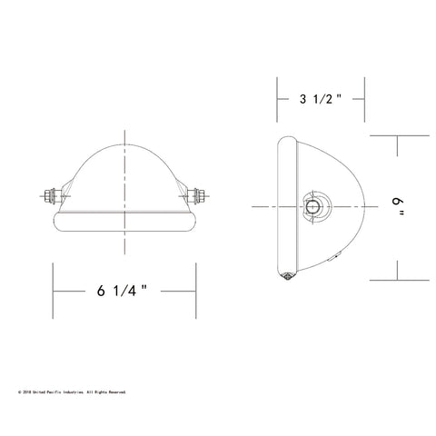 Black 5-3/4" Motorcycle Headlight Housing Only - Side Mount