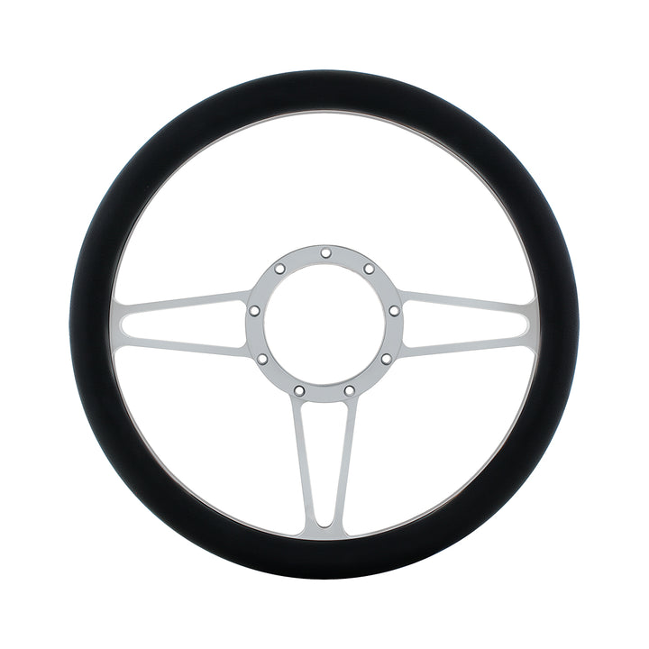 14" Chrome Aluminum 3-Spoke Style 9-Screw Mount Steering Wheel