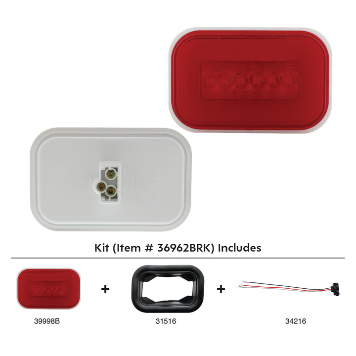 14 LED Rectangular GloLight Kit (Stop, Turn &amp; Tail) - Red LED/Red Lens