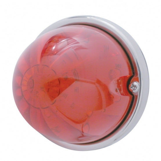 17 LED Dual Function Watermelon Flush Mount Kit With Low Profile Bezel - Red LED/Red Lens