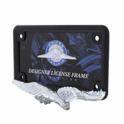 Eagle Motorcycle License Plate Frame - Chrome Eagle/Black Frame