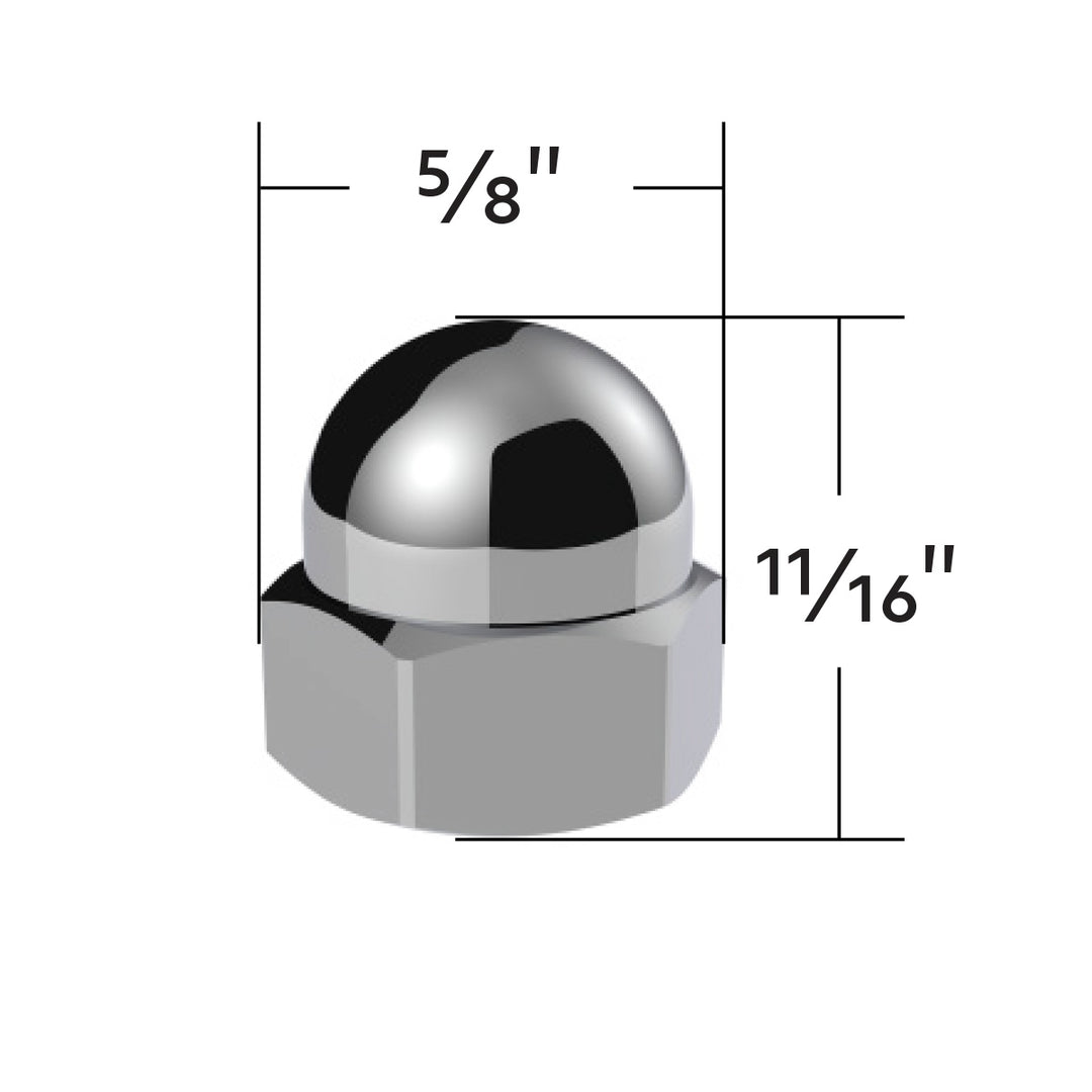 1/2" X 11/16" Chrome Die-Cast Acorn Nut Cover (50 pcs/Box)