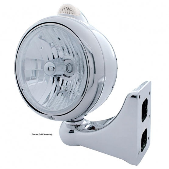 Stainless Steel Guide 682-C Style Headlight Crystal H4 &amp; LED Signal - Clear Lens