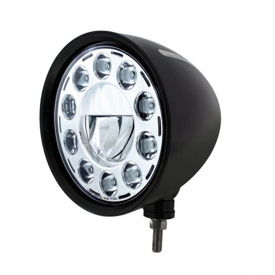 Black "Billet" Style Groove Headlight 11 LED Bulb - Chrome