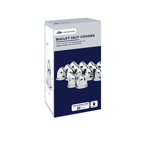 1-1/2" x 2-3/4" Chrome Plastic Bullet Nut Covers With Flange - Push-On (20-Pack)
