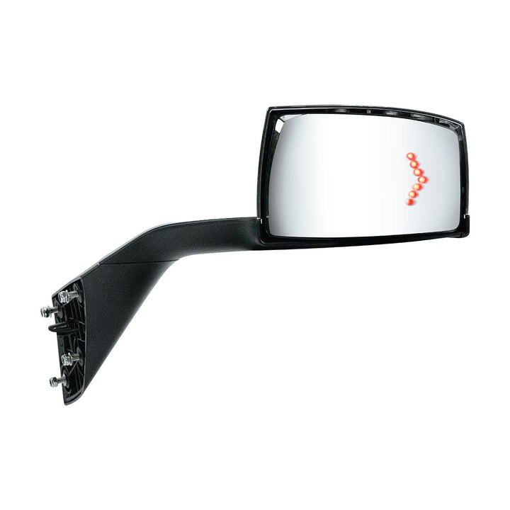 Hood Mirror Assembly W/LED Lights On Mirror Cover &amp; Glass For 2018-2024 Volvo VNL - Passenger
