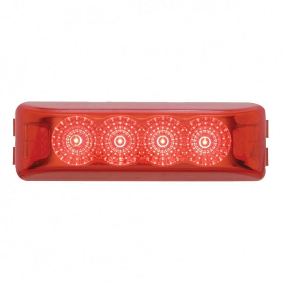 4 LED Reflector Rectangular Light (Clearance/Marker) - Red LED/Red Lens
