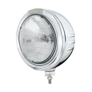 Stainless Steel Bullet Embossed Stripe Headlight H6024 & Dual Mode LED Signal - Clear Lens