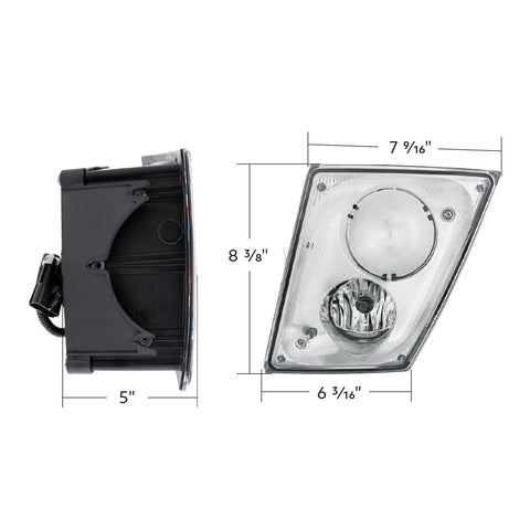 Chrome Fog Light Assembly For 2003-2017 Volvo VN/VNL - Driver