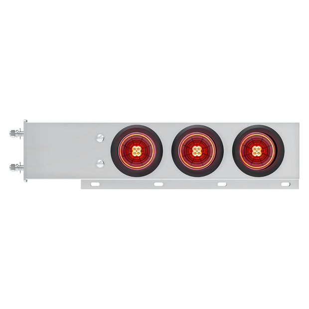 3-3/4" Bolt Pattern SS Spring Loaded Bar With 6X 4" 13 LED Abyss Lights - Red LED/Red Lens (Pair)