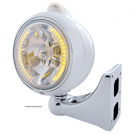 Chrome Guide 682-C Headlight H4 With 34 Amber LED &amp; LED Signal - Clear Lens