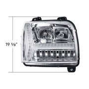 Chrome Headlight With LED DRL Light Bar & Turn Signal For 2018-2024 Kenworth W990-Passenger