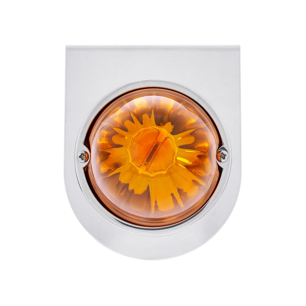 Star-Burst Glass Watermelon Light With Stainless Steel Light Bracket Kit-Amber LED/Amber Lens