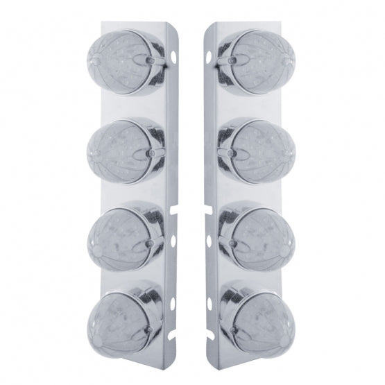 SS Front Air Cleaner Bracket With 8X 19 LED Watermelon Lights &amp; Bezels For Peterbilt-Amber LED/Clear Lens