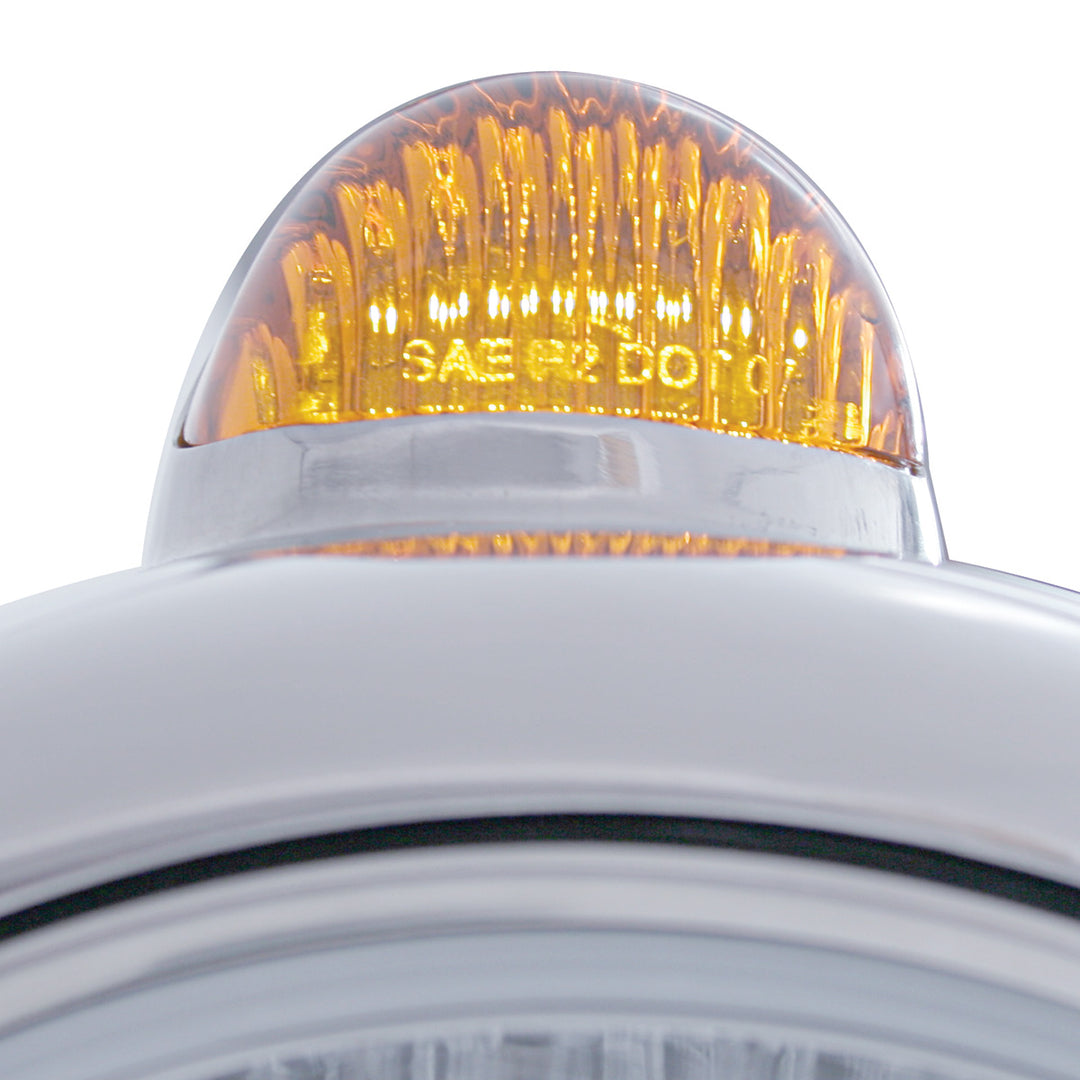 Chrome Guide 682-C Headlight H6024 &amp; Dual Mode LED Signal - Amber Lens