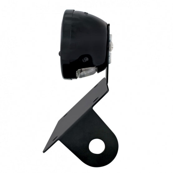 Black 1928 DUO Lamp &amp; Blue Dot Style LED Tail Light Assembly With Horizontal Mounting Bracket For Motorcycle