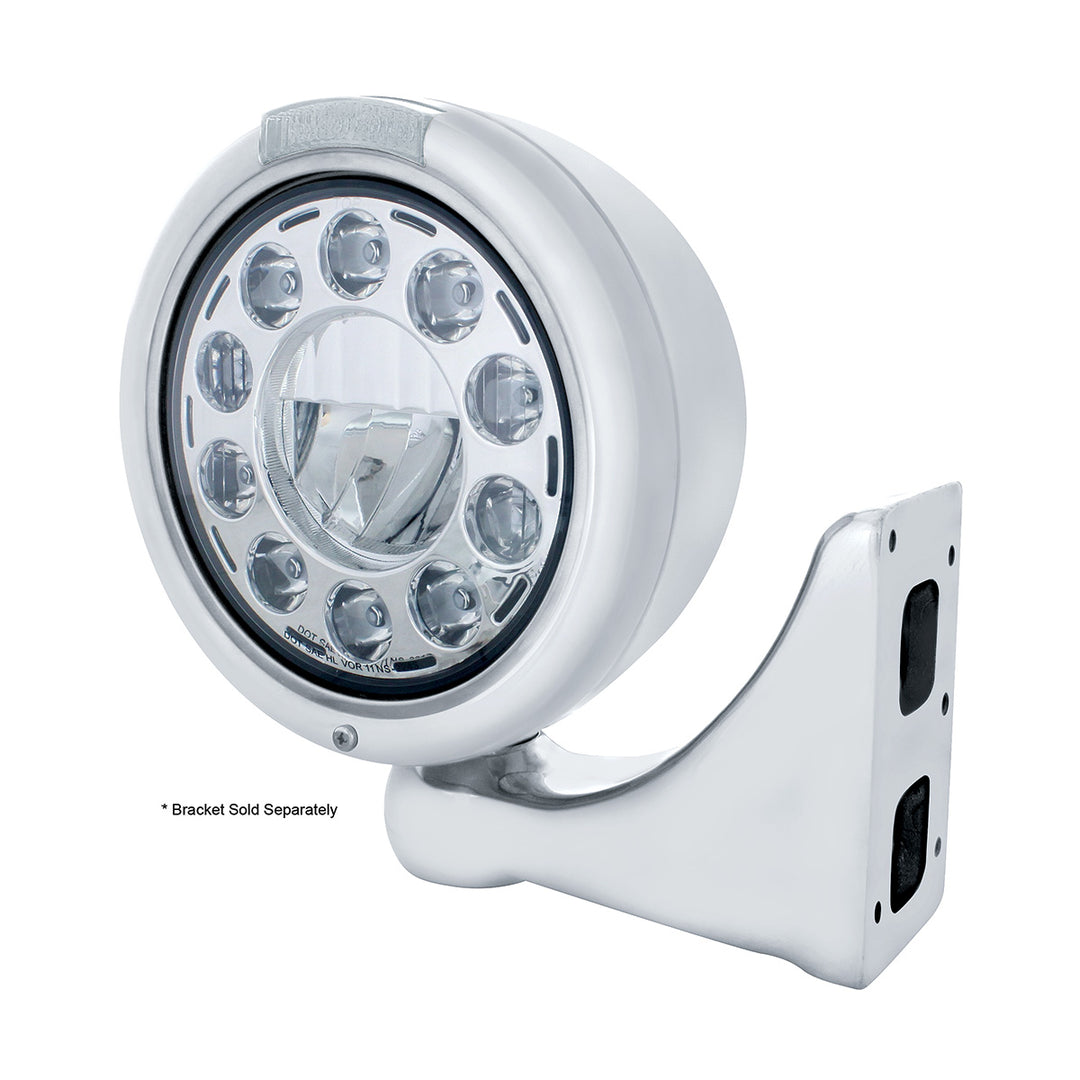 Stainless Classic Headlight 11 LED Bulb &amp; LED Signal - Clear Lens