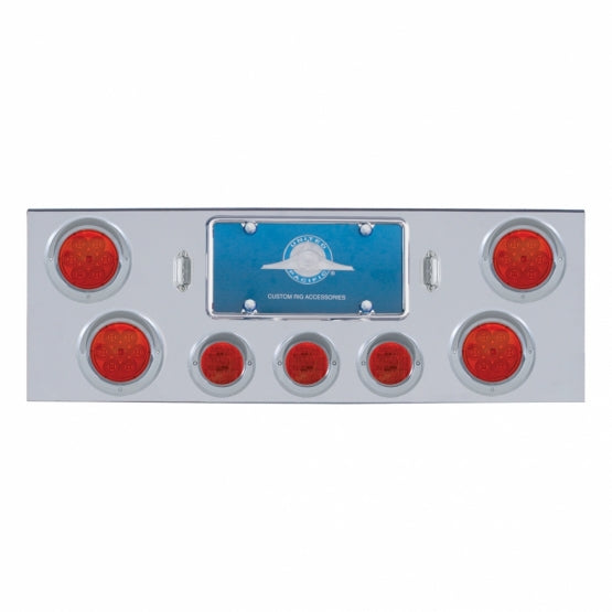 CR Rear Center Panel With 4X 7 LED 4" Reflector Light & 3X 13 LED 2-1/2" Light & Visor-Red LED & Lens