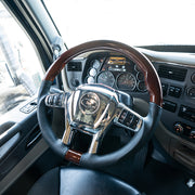 18" YourGrip Leather And Wood Steering Wheel For 2012-2021 Peterbilt 579 & 2013-2021 Kenworth T680