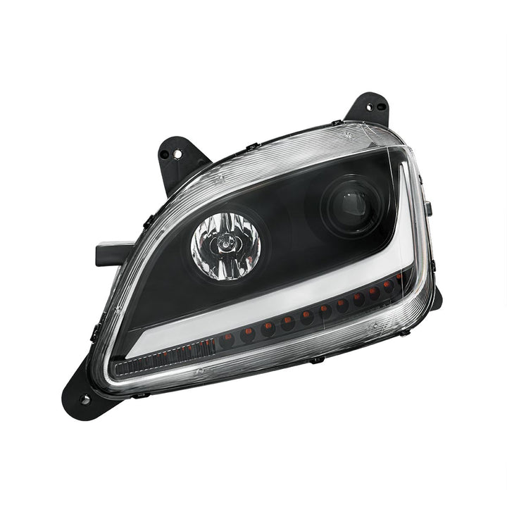 Black Projection Headlight With LED Position &amp; Sequential Signal For 2012-2021 Peterbilt 579- Driver