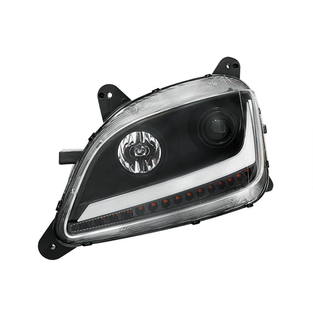 Black Projection Headlight With LED Position & Sequential Signal For 2012-2021 Peterbilt 579- Driver