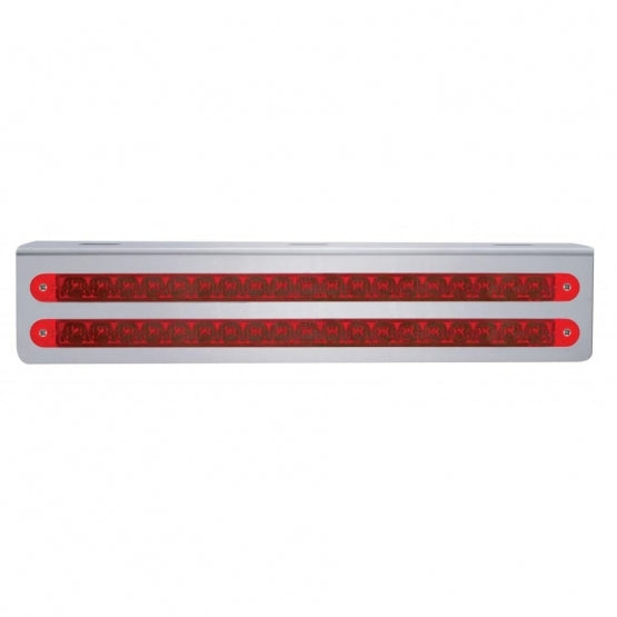 12-3/4" Stainless Light Bracket With 2X 19 LED 12" Light Bars - Red LED/Red Lens