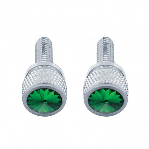 3/4" Short M6 Dash Screw With Crystal For Kenworth - Green Crystal (2-Pack)
