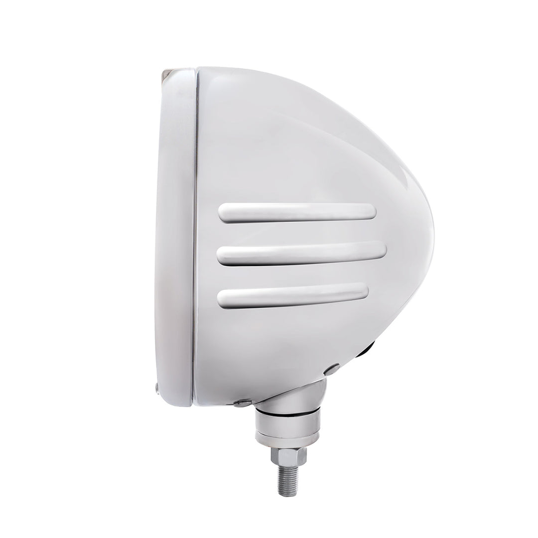 Stainless Steel Classic Embossed Stripe Headlight H6024 &amp; Dual Mode LED Signal-Clear Lens