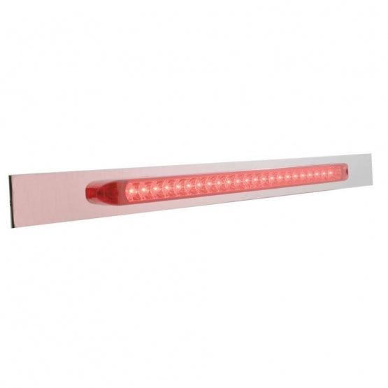 Chrome Top Mud Flap Plate With 23 LED 17" Reflector Light Bar - Red LED/Red Lens (Each)
