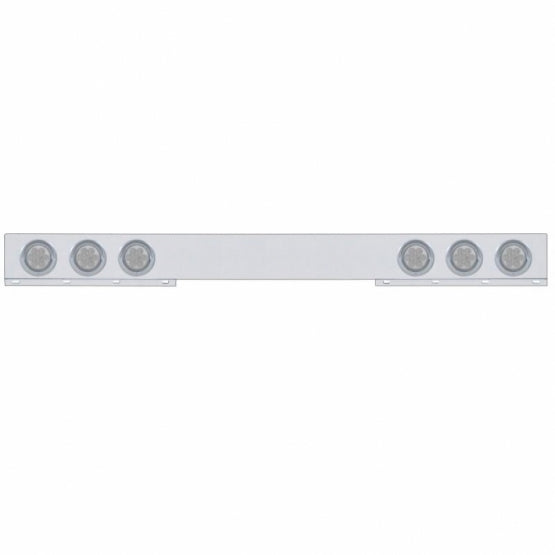 Stainless 1 Piece Rear Light Bar With 6X 7 LED 4" Reflector Lights &amp; Visors - Red LED/Clear Lens