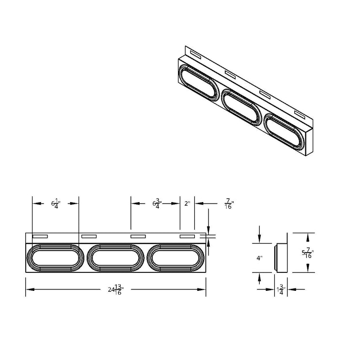 Stainless Top Mud Flap Bracket With 3X 22 LED 6" Oval GloLight &amp; Visors - Red LED/Red Lens (Each)