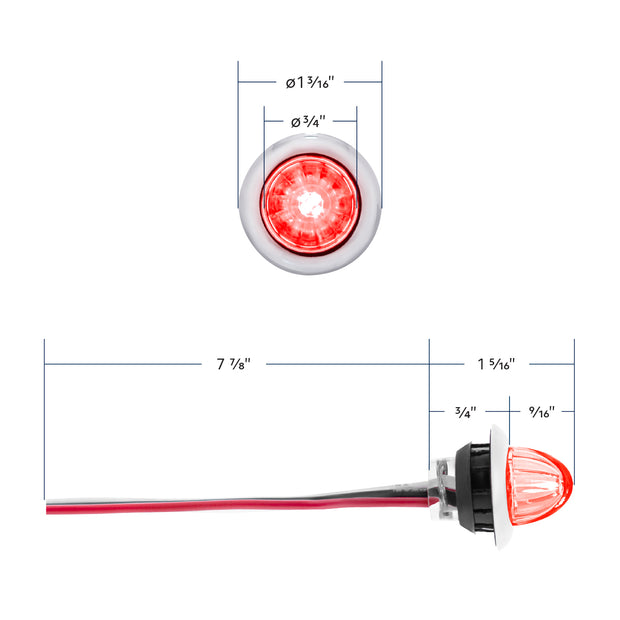 4 LED Dual Function 3/4" Mini Watermelon Light (Clearance/Marker) - Red LED/Clear Lens