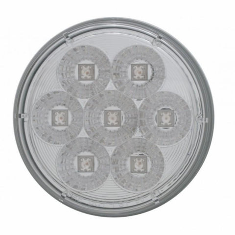 2-1/2" Bolt Pattern SS Spring Loaded Bar With 6X 4" 7 LED Lights & Visors -Red LED/Clear Lens (Pair)