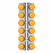 SS Front Air Cleaner Bracket W/12X 17 LED Watermelon Lights & SS Bezels For Peterbilt-Amber LED & Lens (Pair)