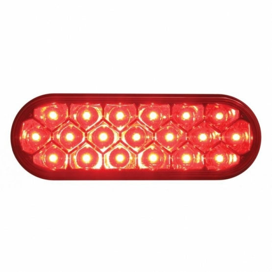 3-3/4" Bolt Pattern SS Spring Loaded Bar With 6" Oval 19 LED Lights -Red LED &amp; Lens (Pair)