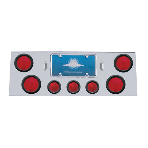 Stainless Rear Center Panel With 4X 4" Lights & 3X 2-1/2" Beehive Lights & Grommets