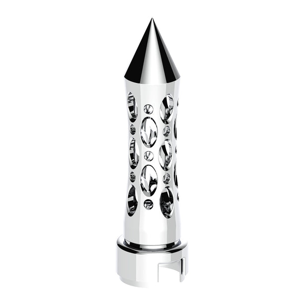 M30X3.5 Thread-On Daytona Style Spike Gearshift Knob With 13/15/18 Speed Adapter - Chrome/Vertical