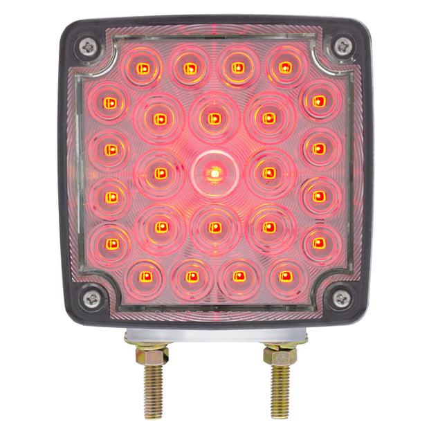 52 LED Double Stud Double Face Turn Signal Light (Driver) - Amber & Red LED/Clear Lens