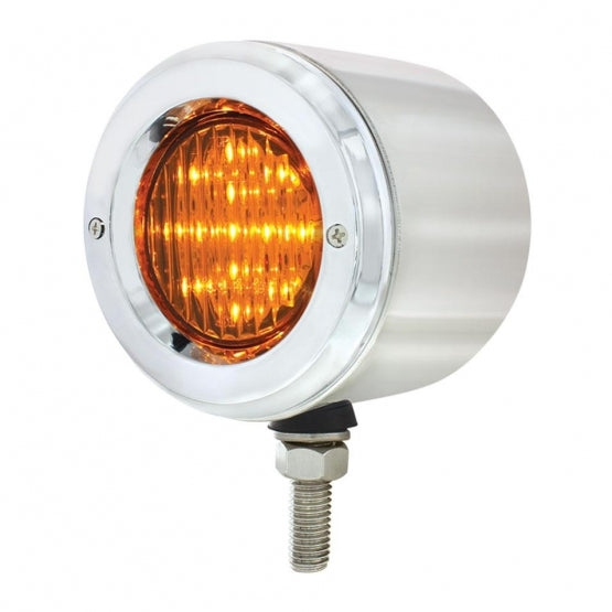 Stainless 2-1/2" Double Face Light With LED Lights & Bezels - Amber & Red LED/Amber & Red Lens